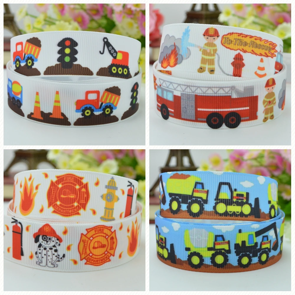 DUWES 7/8 &quot22 мм 2 5 10 20 50 ярдов машина грузовик пожарная печатная grosgrain лента волос