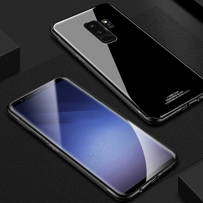 Закалённое Защитное стекло для samsung S 8 9 плюс задняя крышка Жесткий чехол бампер