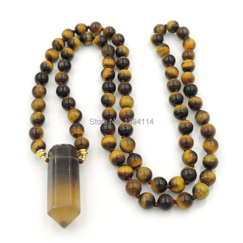 Натуральная точка флюорита подвеска ожерелья 8 мм тигровый глаз круглые бусины