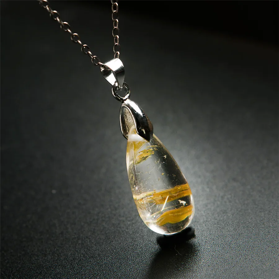 Натуральная Титан rutilated Природный кварцевый камень Шарм Для женщин Цепочки и