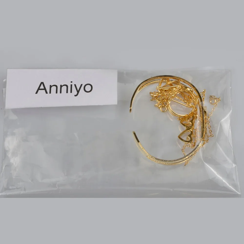 Anniyo/сердце, Детские ювелирные наборы, золотое ожерелье/серьги/Кольцо/браслет для детей в эфиопском африканском стиле и арабы, подарок#062702