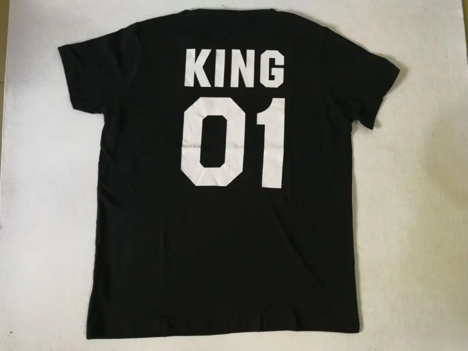 Семейные комплекты футболка с надписью «King 07», «queen 07», «Prince», «Prin» Повседневные хлопковые футболки для влюбленных мужчин и женщин - Цвет: King 01