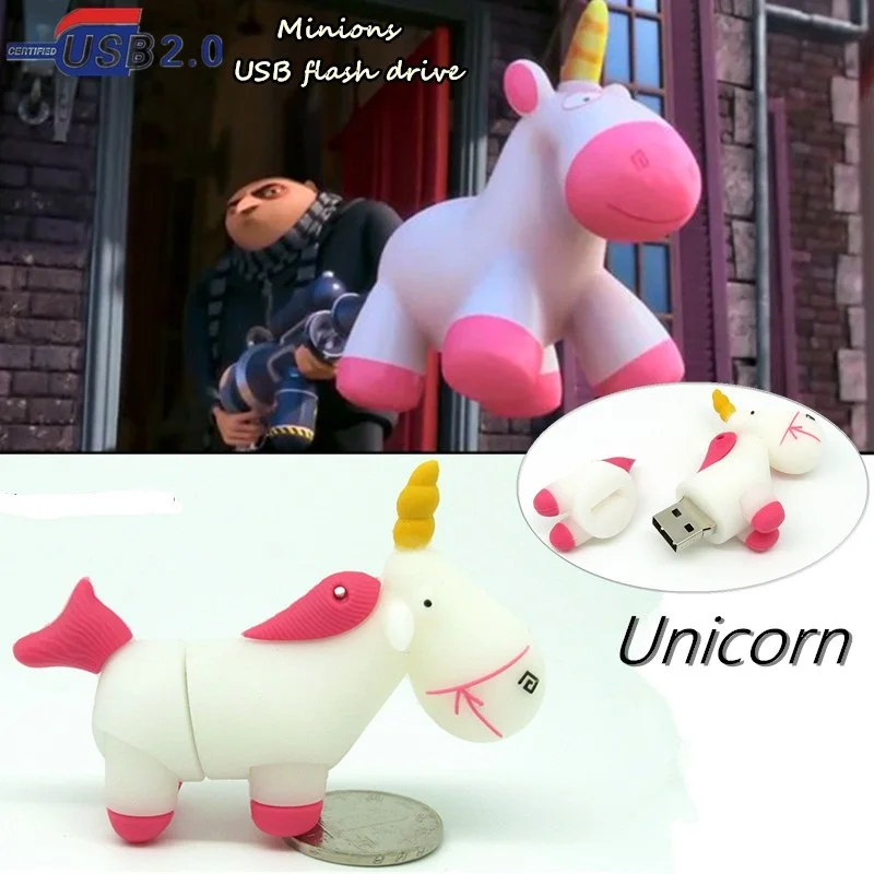 С принтом в виде белого единорога флешки Миньон usb флеш накопитель TF карта с