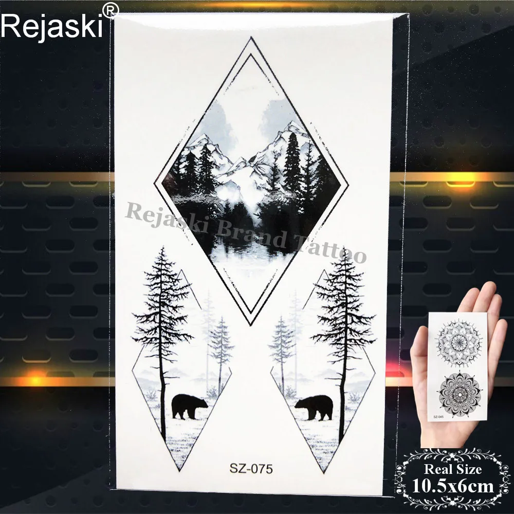 Rejaski черная крутая тотемная временная татуировка наклейки для женщин руки