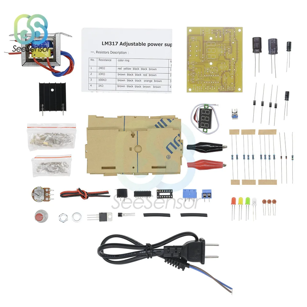 DIY наборы LM317 регулируемый регулятор напряжения от 110 В до 12 понижающий