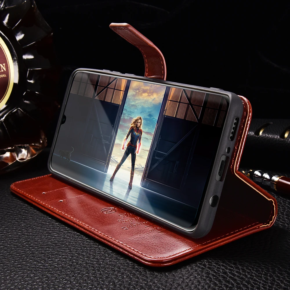 Кожаный чехол TOMKAS с откидной крышкой для Huawei P30 Pro Lite Роскошный деловой винтажный
