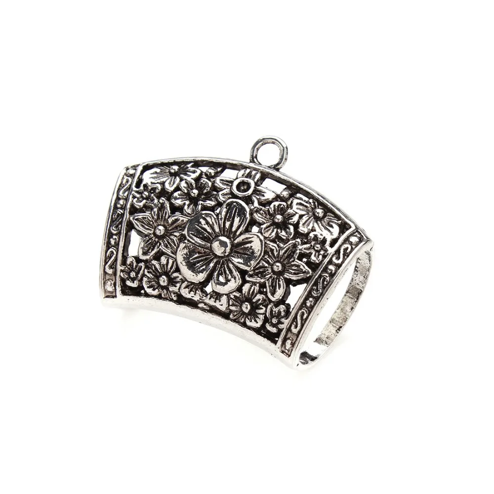 5 шт./лот размер 44*36 мм круглые бусины для оберточного шарфа античная серебряная