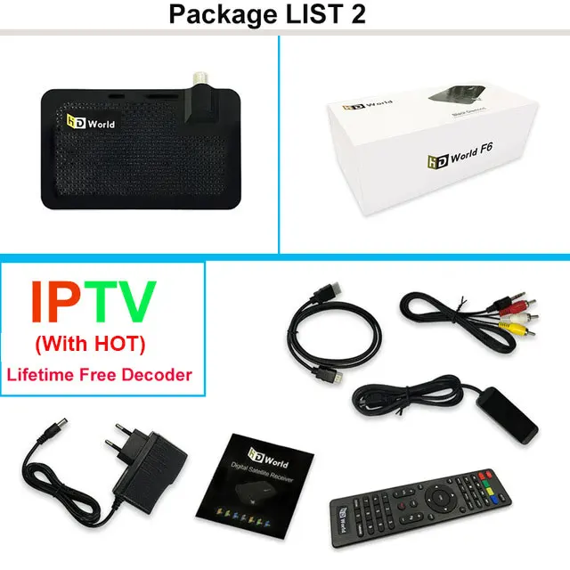 package 3 HD World H6 спутниковый ТВ приемник DVB-S/S2 Бесплатный пожизненный декодер поддержка 1080P Youtube 1000+ платные ТВ каналы и VOD pk v8s plus - Цвет: package 3
