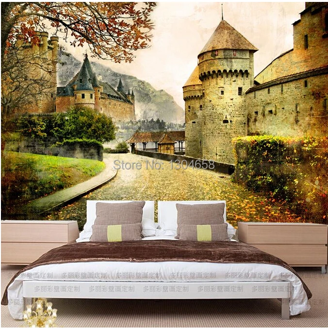 Настенные 3D обои на заказ в стиле ретро европейские здания Париже кофейная зала