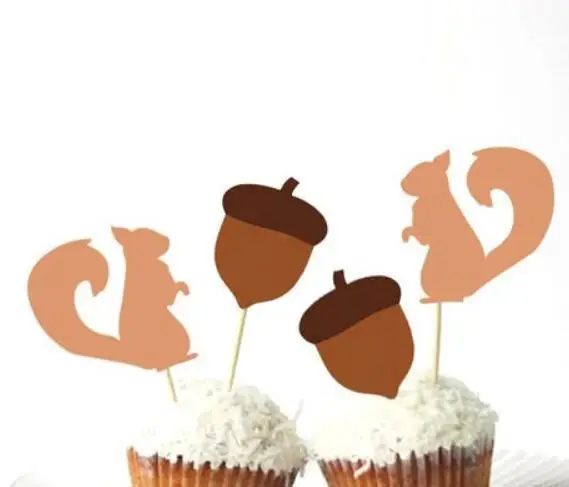 Acorn &amp Squirrel birthday cupcake toppers baby shower baptism doughnut toothpicks wedding party Appetizer Picks fruit skewers | Дом и сад