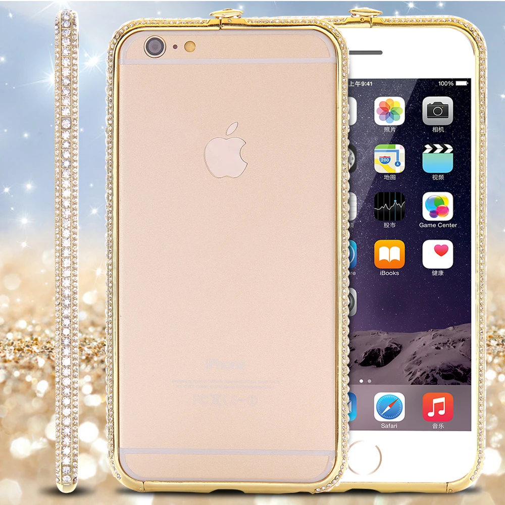 Kisscase Роскошные Алмаз бампер для iPhone 6 6s Plus 7 металлический корпус со стразами