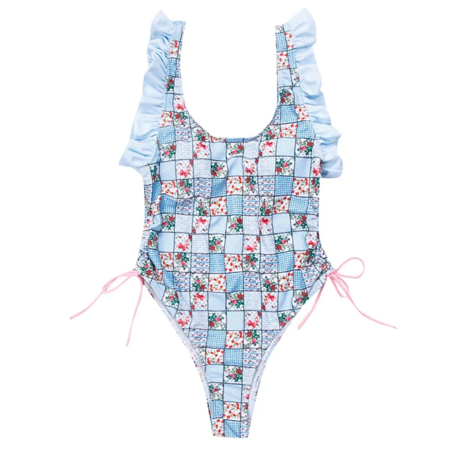 Женское сексуальное бикини с оборками u образный вырез бретельки на бретельках