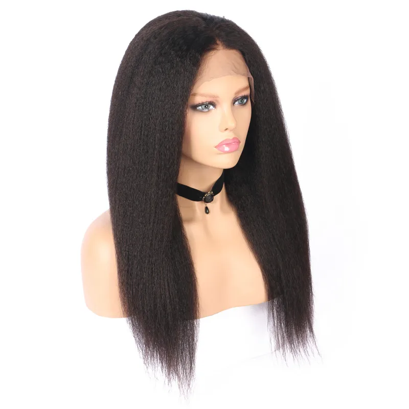 natural black 99J цвет яки кудрявый прямой полный парик шнурка красный 13x6 синтетические волосы на кружеве парики предварительно сорванные черные волосы remy для женщин Nabeauty - Цвет: natural black