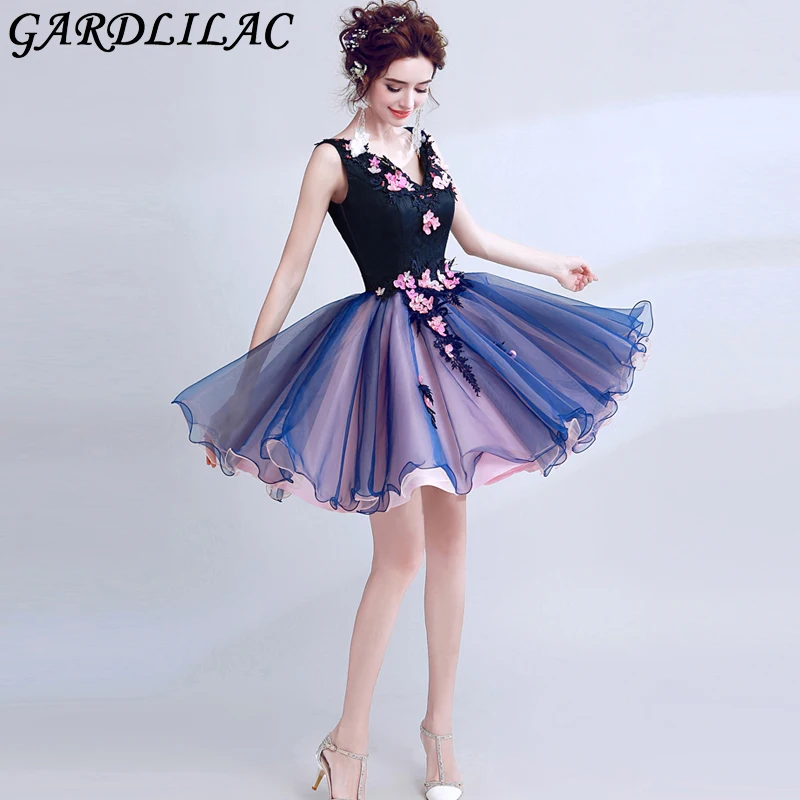 Gardlilac V образный вырез платье для выпускного вечера контрастные конфетные цвета