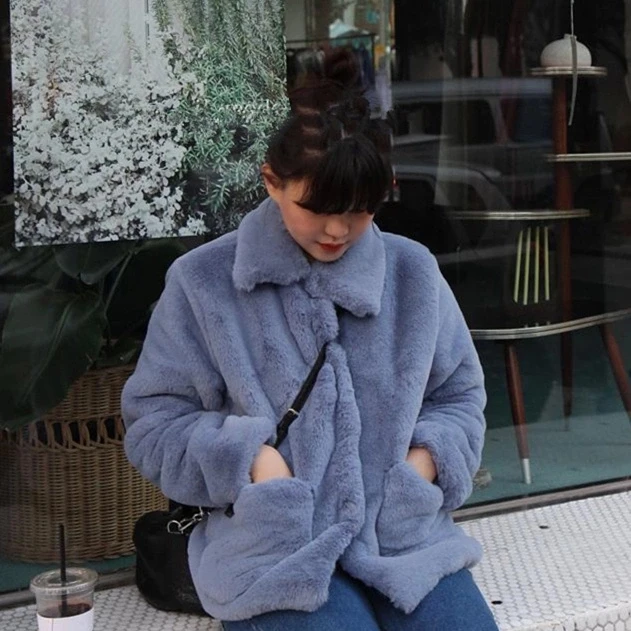 Оптовая продажа искусственного кролика рекс Меховая куртка лес синий Зимняя Для