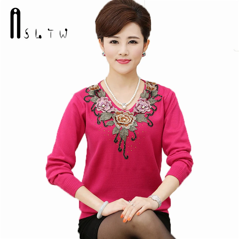Женский свитер ASLTW Базовая рубашка с длинным рукавом и вышивкой весенний