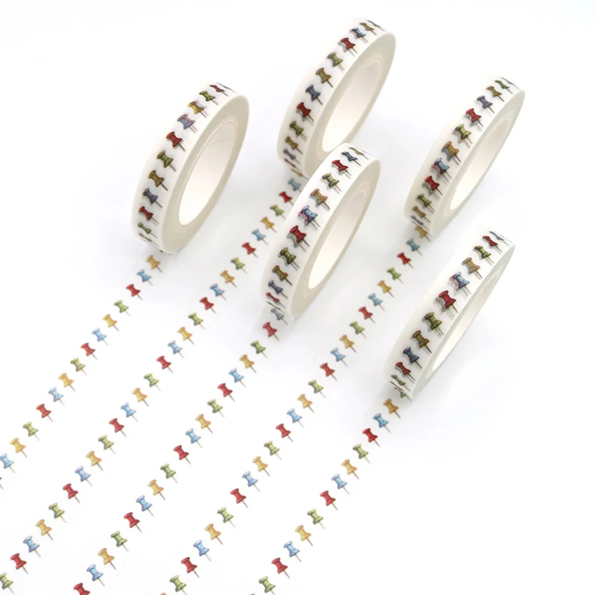 

1 PCS Creative Colorful Pushpin Washi Tape High Sticky Masking Tape Office Supply Hand Tear Adhesive Paper Tape DIY Book Diary