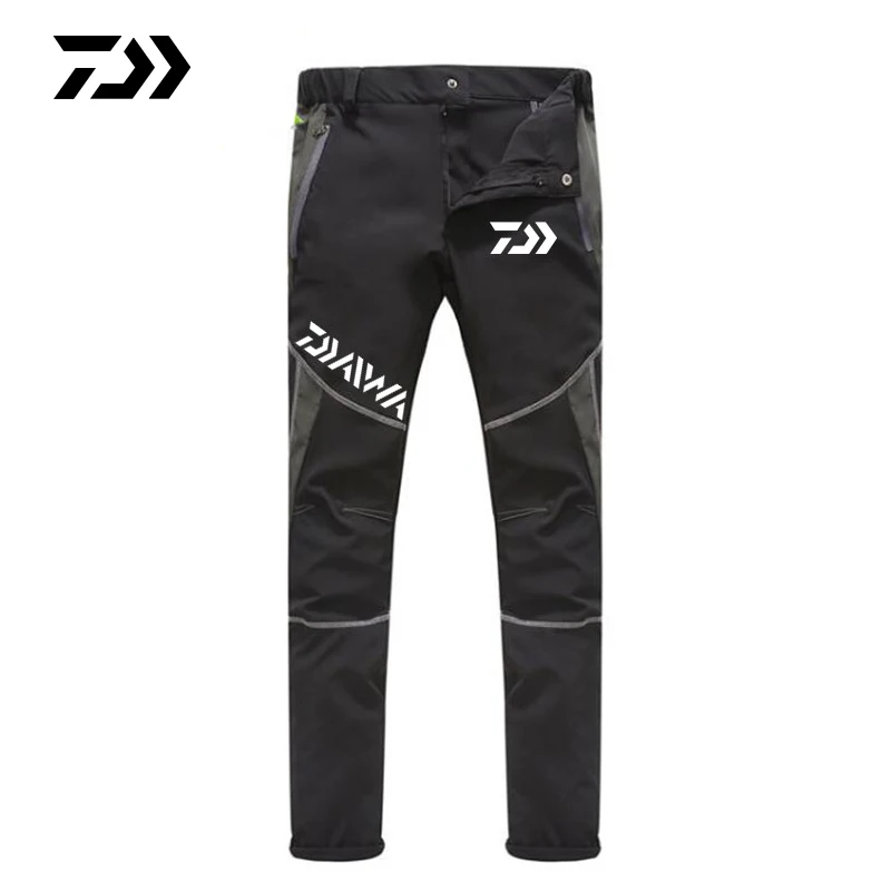 Black Gray Daiwa летние ультра-тонкие рыболовные штаны для улицы дышащие спортивные быстросохнущие унисекс Лоскутные шелковые походные рыболовные брюки - Цвет: Black Gray