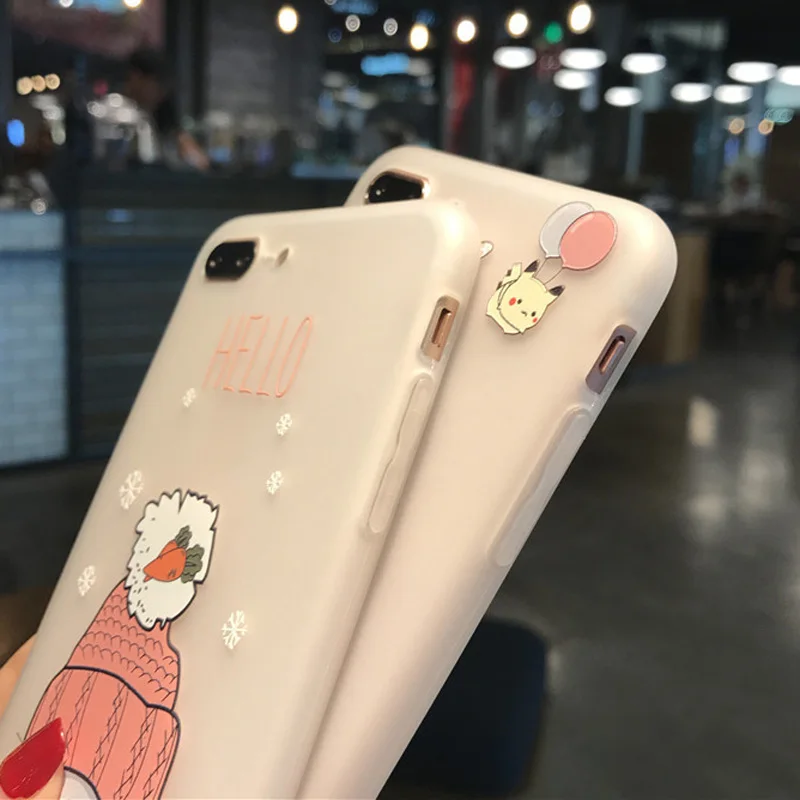 USLION 3D Relief Cartoon Case For iPhone XR XS MAX X 8 Plus Elephant Rabbit Soft Silicone Cover 7 6 6s Cases |