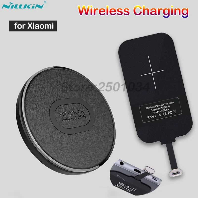 Nillkin Мини Qi Быстрое беспроводное зарядное устройство+ микро usb type-A приемник Беспроводная зарядка для Xiaomi Redmi 7 4X Note 4X 6A 5 6 Plus Pro