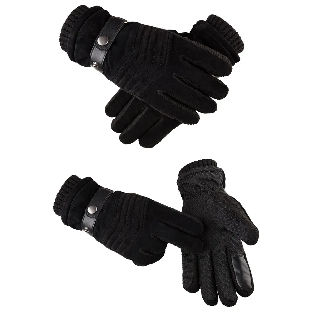 Men's Windproof Waterproof Bicycle Pigskin Slip Plus Velvet Thickening Gloves Cycling Accessories Hiking Climbing #3N08 | Спорт и