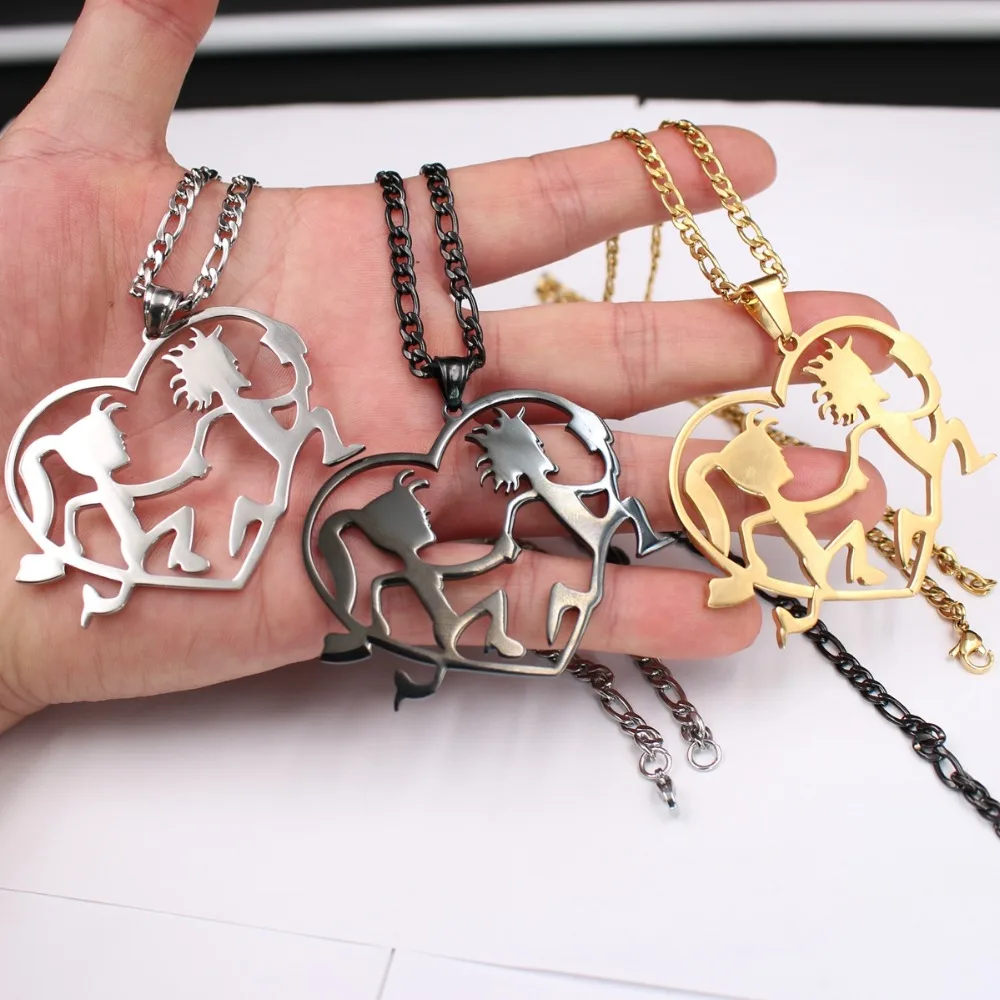 Punk Jewelry ICP stainless steel black / gold Large heart Hatchet man pendant necklace NK Chain 4mm 24'' for Mens | Украшения и