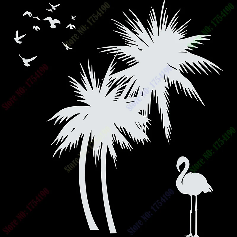 Free Shipping Large Palm trees Bird adhesive Vinly Wall Decal Art Mural Wall Sticker Home Decor