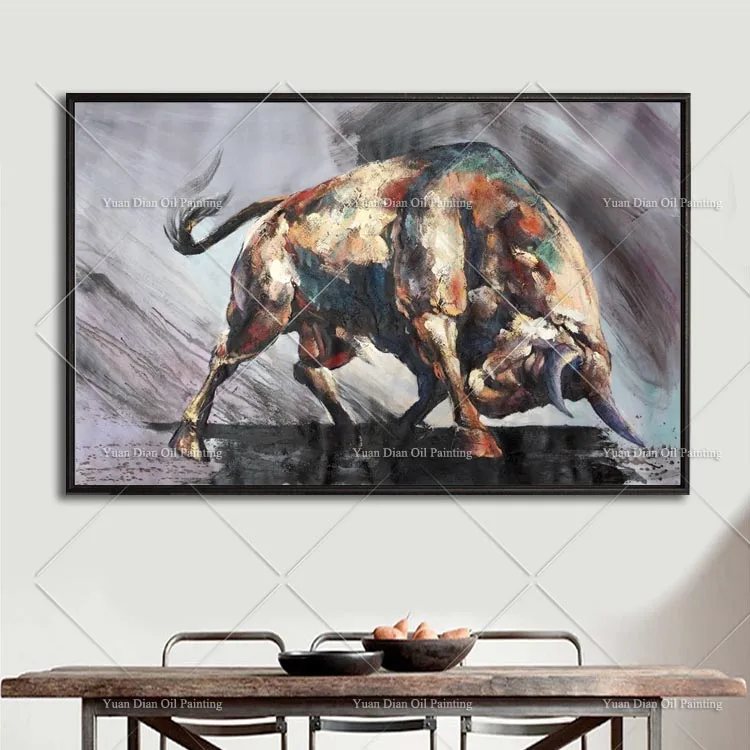 

Big Size Free DHL Express High Quality Modern Abstract Bull Fighting Oil Painting On Canvas Top Quality Bull fight Oil Painting