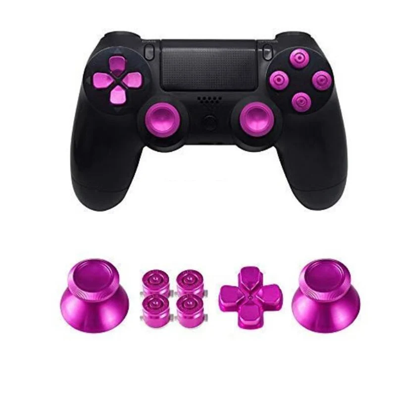 Rose Red Металлические накладки на джойстик для PS4 контроллер алюминиевая замена ABXY пули кнопки Thumbsticks хром D-pad для sony Playstation 4 - Цвет: Rose Red