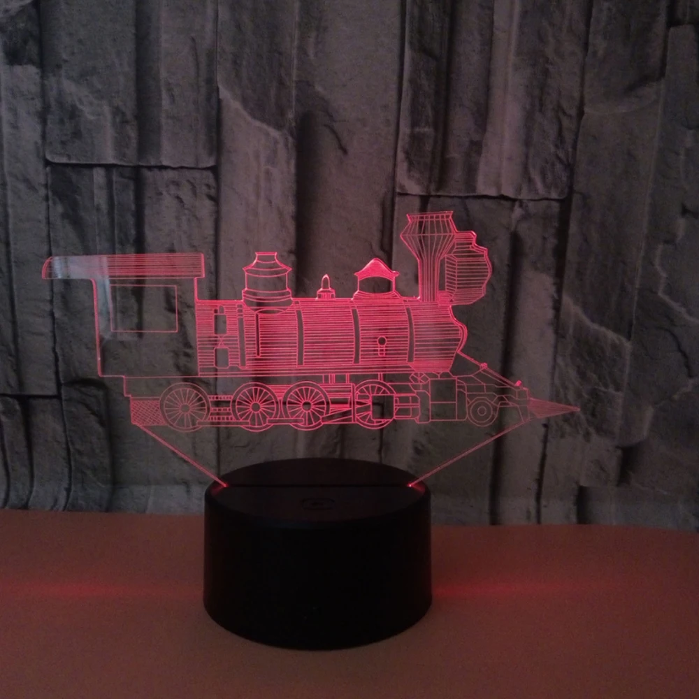 Детская игрушка для освещения 3d огни креативный поезд ночник новая необычная