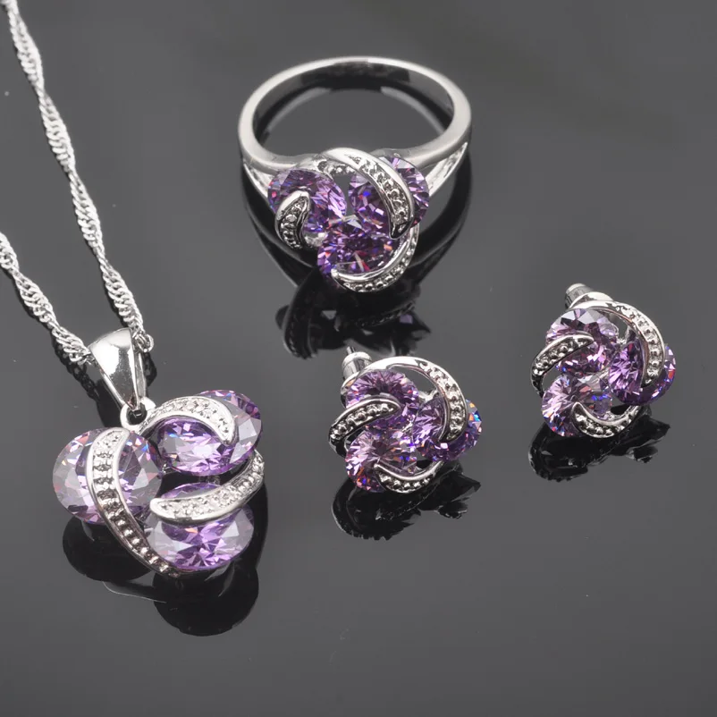 Свадебные украшения Фиолетовый Кристалл для женщин штампованный серебряный
