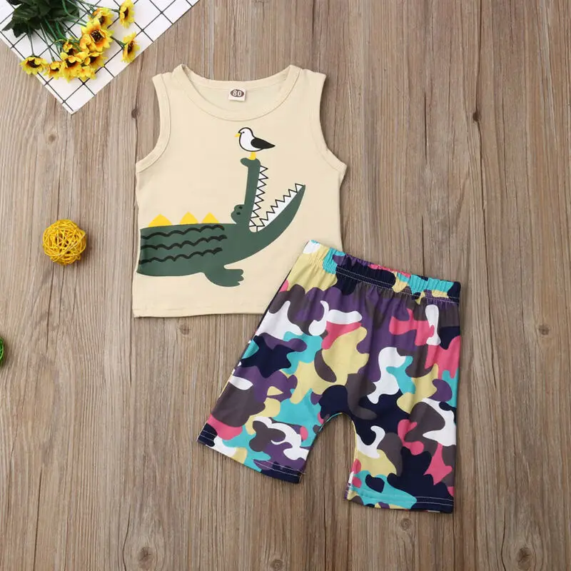 Emmababy 2019 Children Clothing Suits For Boys Clothes Kids Toddler Enfant Fille Infantis Outfits crocodile Camouflage 2pcs |