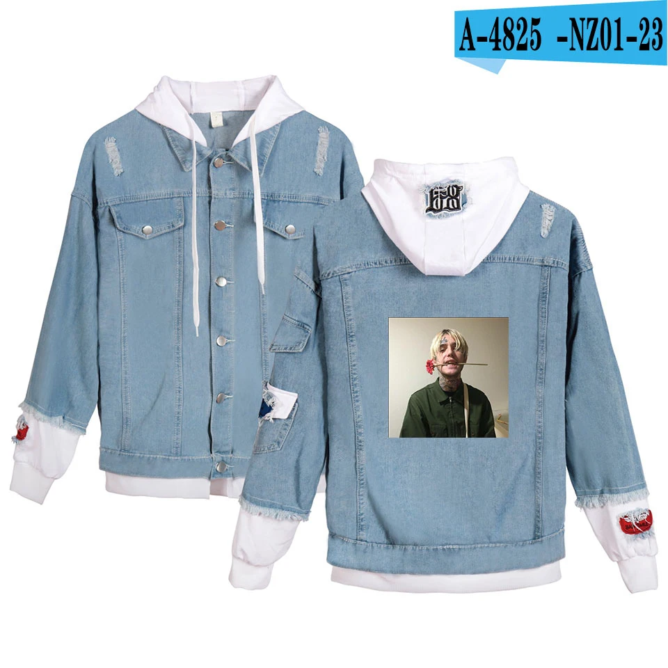 Lil Peep женская джинсовая куртка для девочек, повседневные рваные джинсы, пальто для женщин размера плюс, верхняя одежда с капюшоном, весенне-осенние куртки