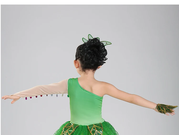 

Children's costumes choral service Chunxiao grass green jasmine dance clothes children tutu princess dress veil