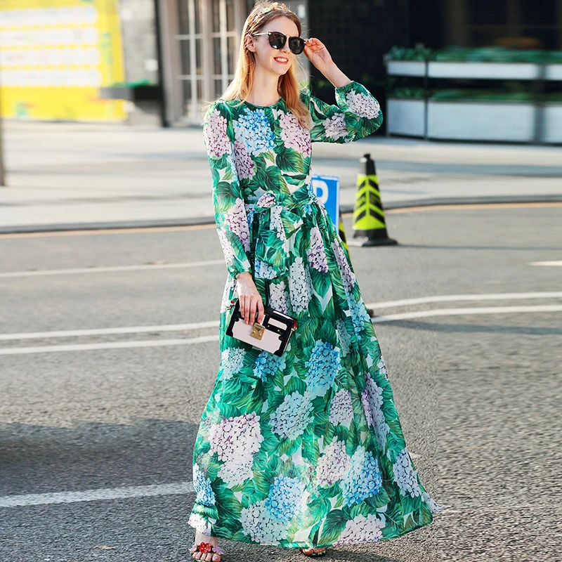 Элегантные платья с бантом и цветочным принтом длинное зеленое платье в пол