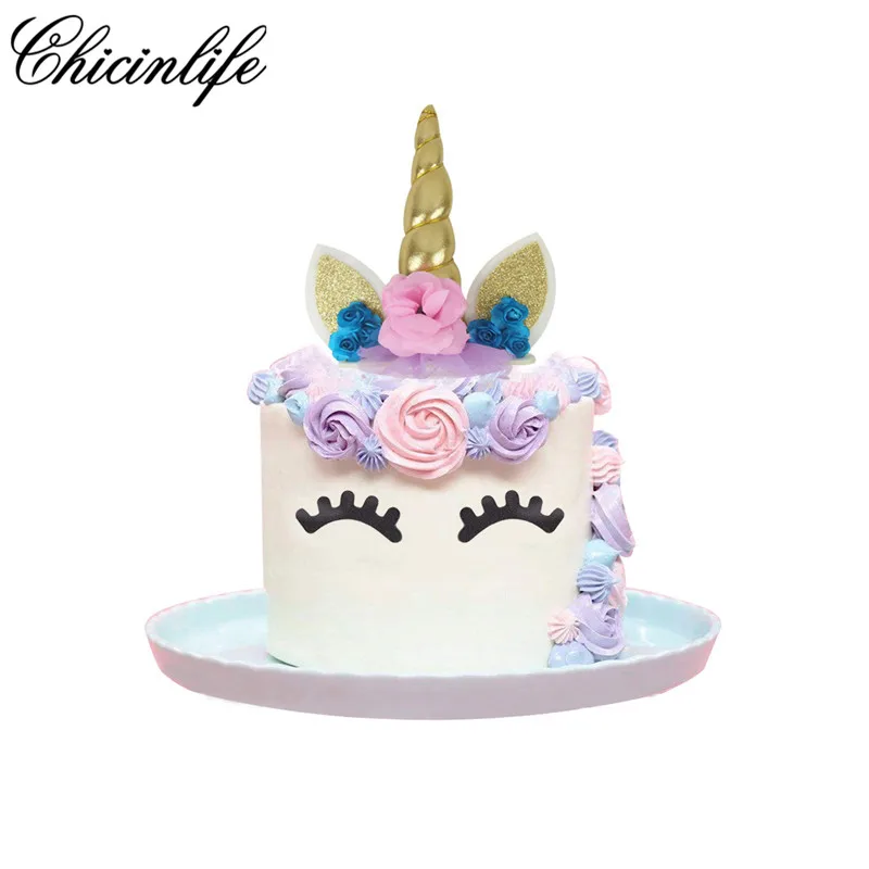 Chicinlife 1 шт. Единорог рога торт Топпер Свадьба Baby Shower выпечки украшения день