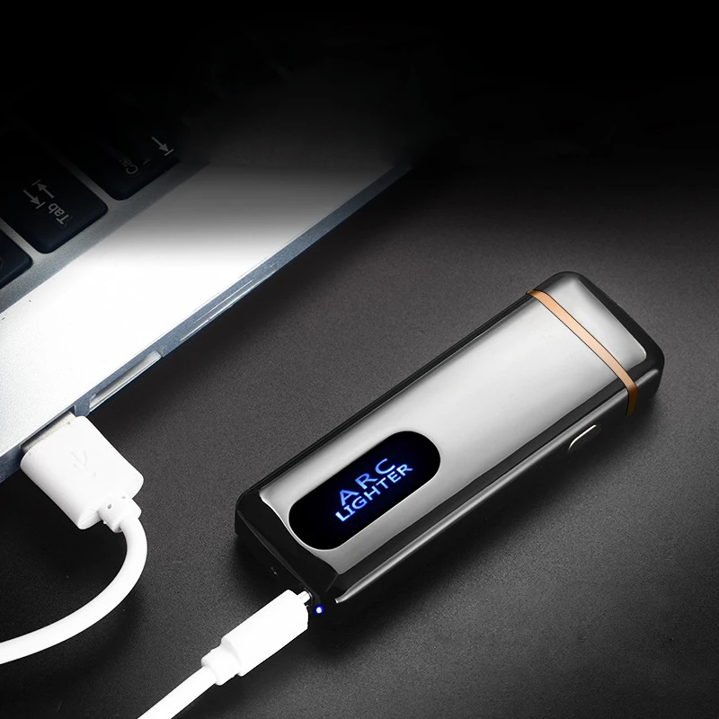 1 шт. Индукционная металлическая USB зажигалка с датчиком отпечатков пальцев