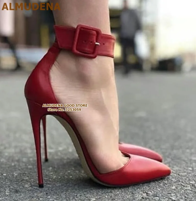 ALMUDENA кофейные красные черные матовые туфли лодочки с заостренным носком