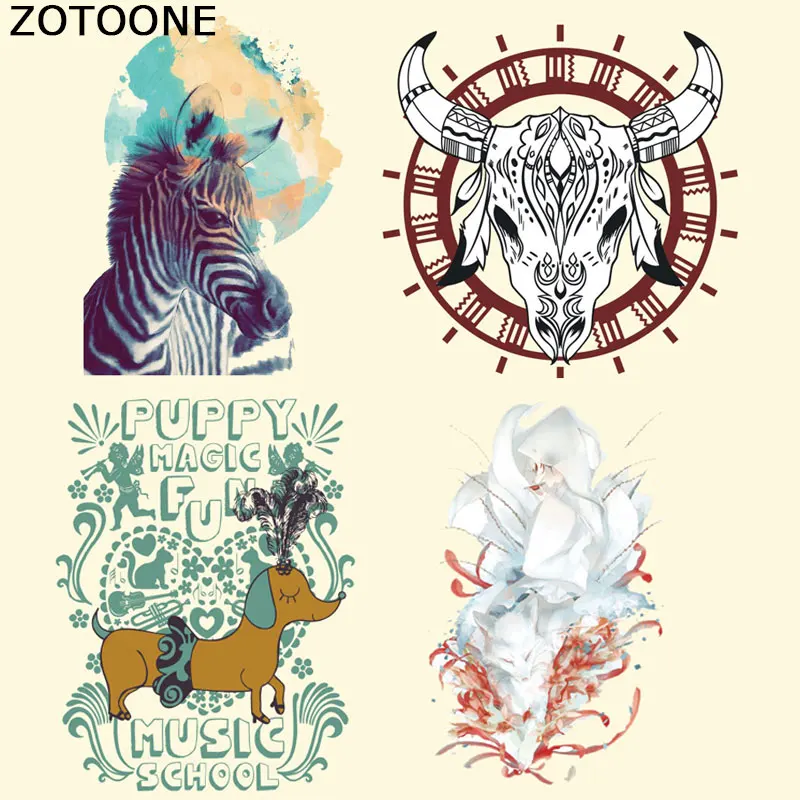 ZOTOONE Мультфильм Животных Патчи железные на передачи тепла патчи для детской