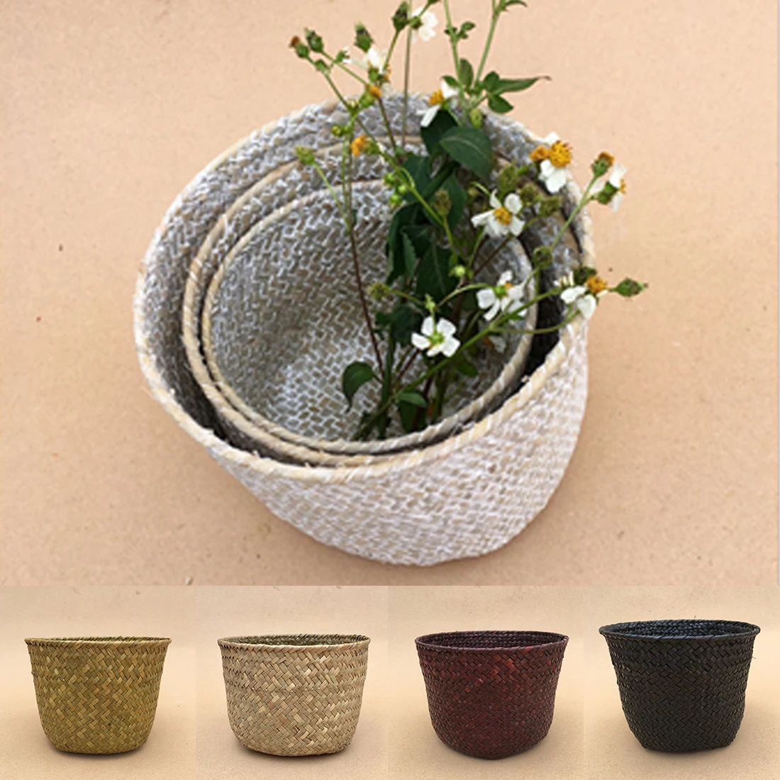 Плетеная корзина для хранения в гостиную садовый цветочный горшок плантатор