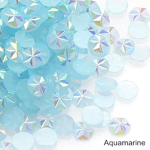 Aquamarine 1000 шт 5 мм с цветочным узором из цветных полимеров не требуют горячей фиксации Стразы плоские с оборота с украшением в виде кристаллов; блестящие стразы для нейл-арта украшения B3789 - Цвет: Aquamarine