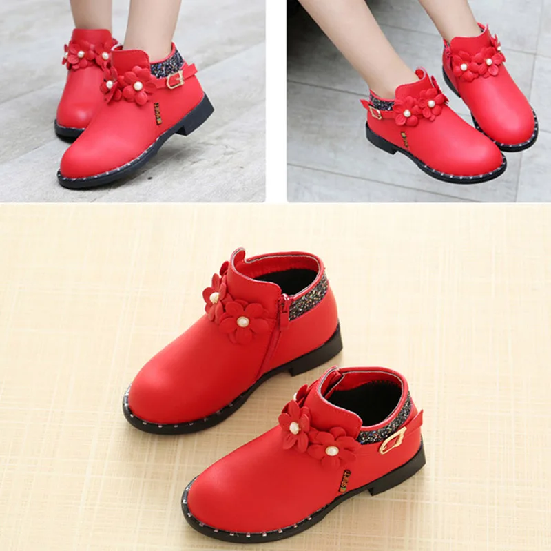 Детские ботинки для девочек ботильоны из искусственной кожи Новинка 2018 года