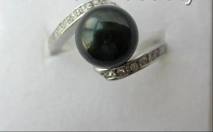 Оптовая цена 16new ^ потрясающий большой 10 мм круглый черный южной sea shell pearl ring 8 # h1178 |
