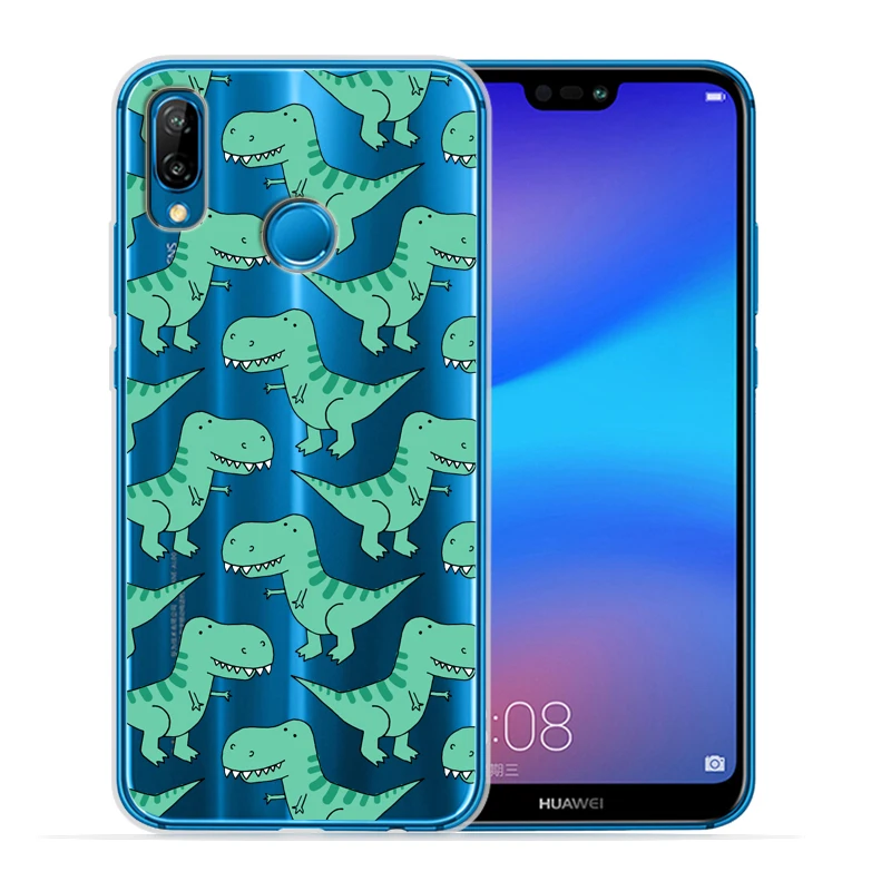 Чехол с динозавром для телефона Huawei P30 Lite Pro P20 P8Lite P9Lite 2017 P Smart мягкий прозрачный
