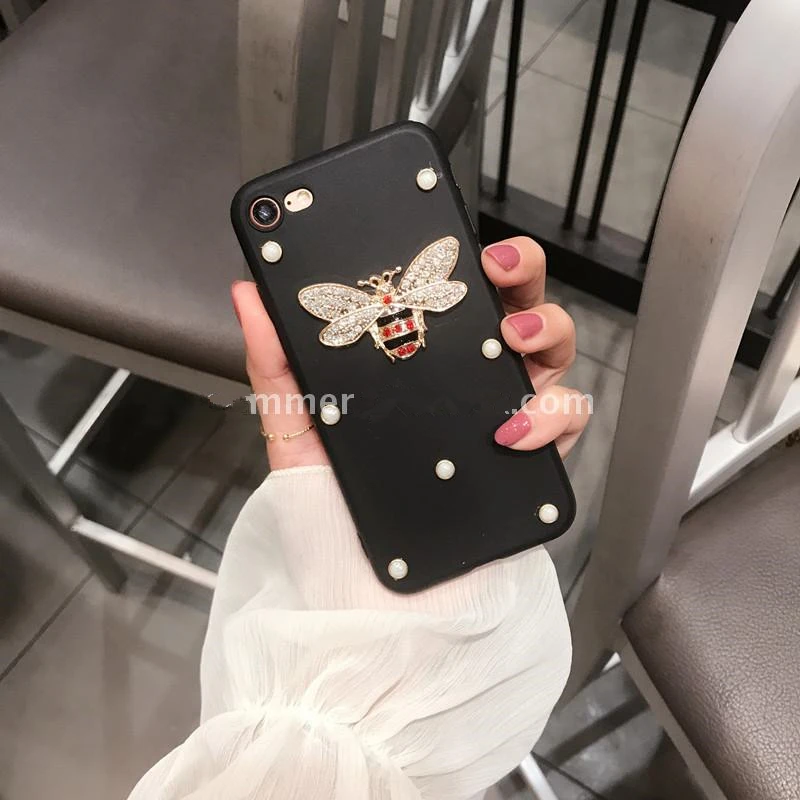 Luxury Retro 3D Diamond pearl bee snake soft case for iphone 5 5s 6 6s 7 8 plus 10 X cover luxury XS max XR Capa |
