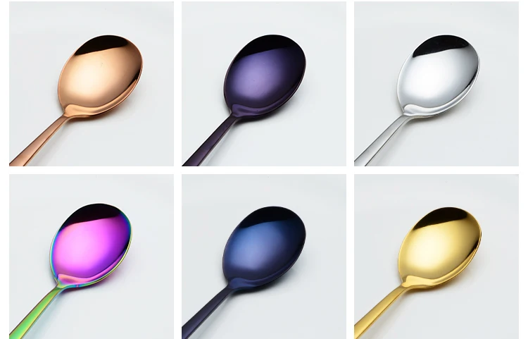 IRONX Корейская столовая ложка, цветная, нержавеющая сталь, длинная ручка, ложка для супа, столовые приборы, 8,26 дюймов, 1 шт