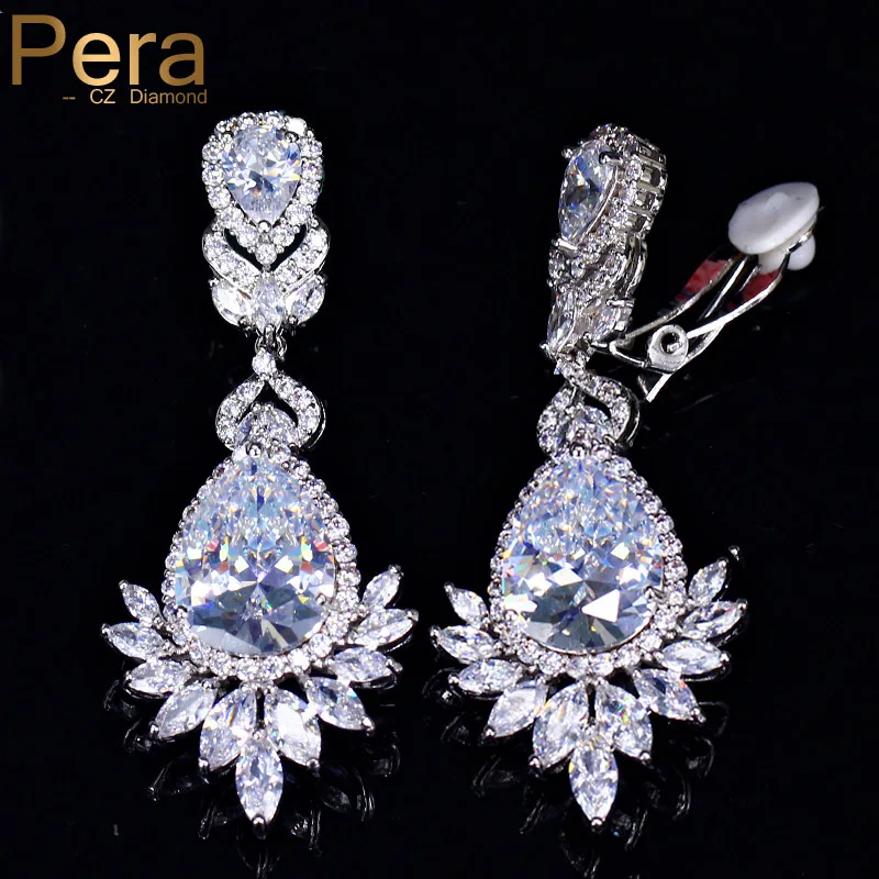 Pera Shinning AAA + большие висячие серьги в форме маркиза с каплями из Кубического