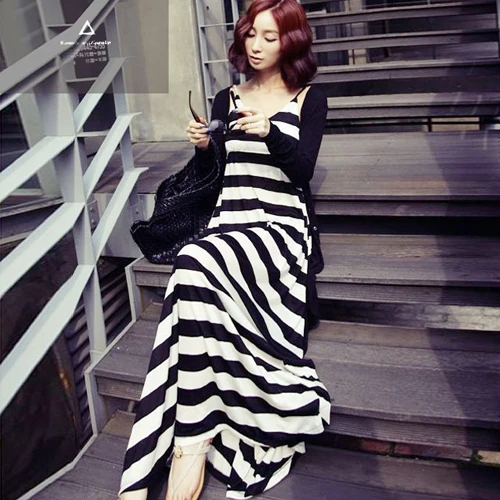 Stripe Camisole Dress Woman Summer 2018 Show Lanky Skirt Will Easy Long Fund Vest Waist Rendering Unlined Upper Garment | Женская одежда