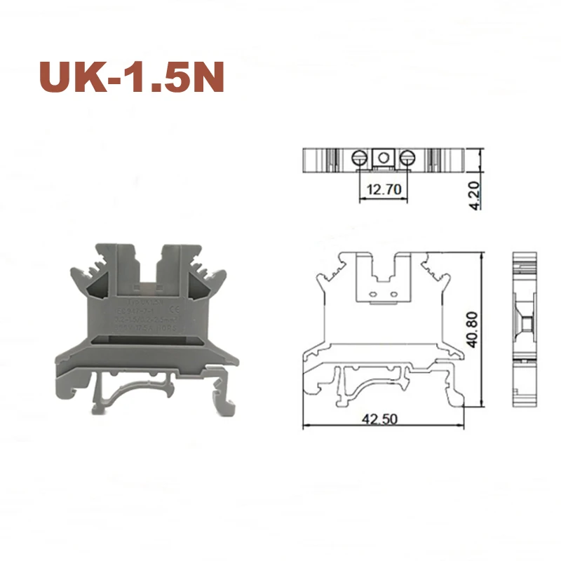 Din рейка клеммные блоки UK 1.5N винтовой тип провода электрические клеммы блок