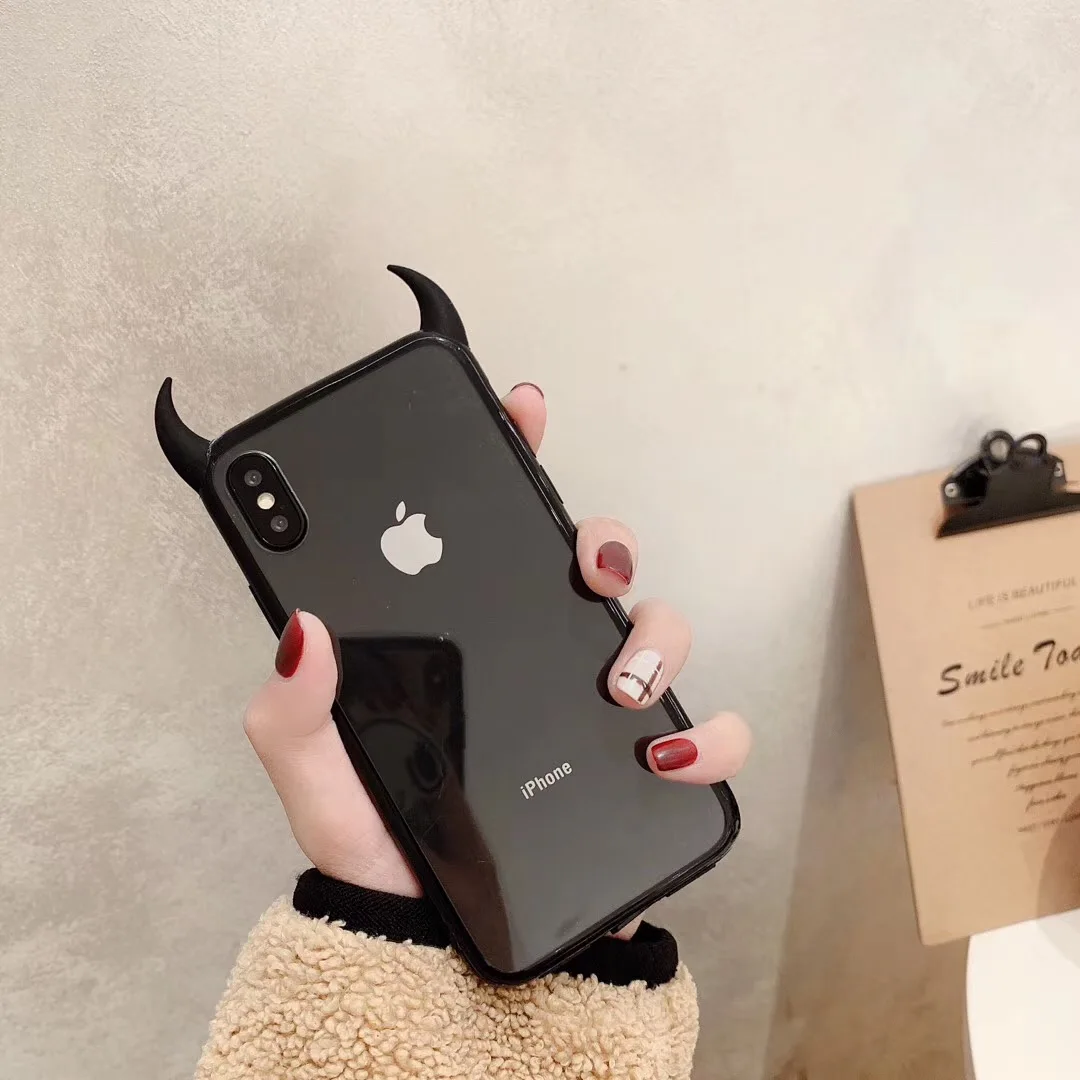 Горячая 3D с подвесками в виде милых Devil Corner прозрачный мягкий чехол для iphone 6 S 7 8 plus